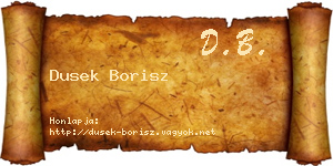 Dusek Borisz névjegykártya